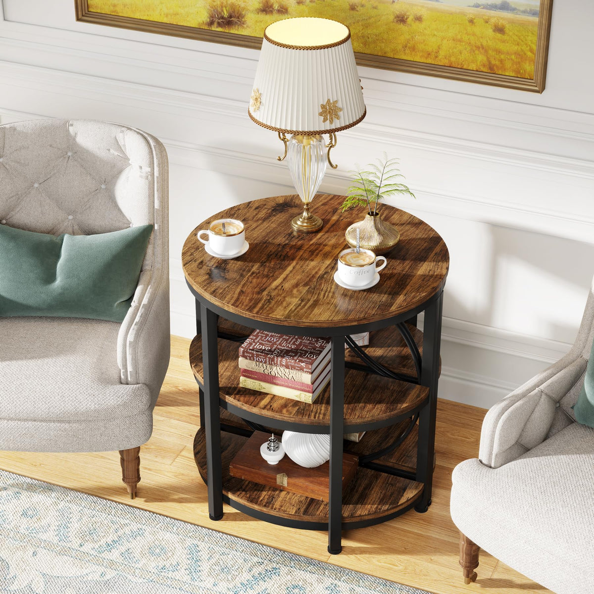 Half Round 3-Tier Metal End Table O932