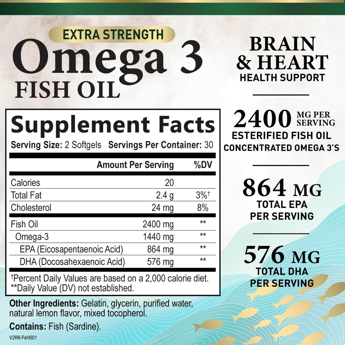 2400mg Omega 3 Fish Oil Softgels P417231