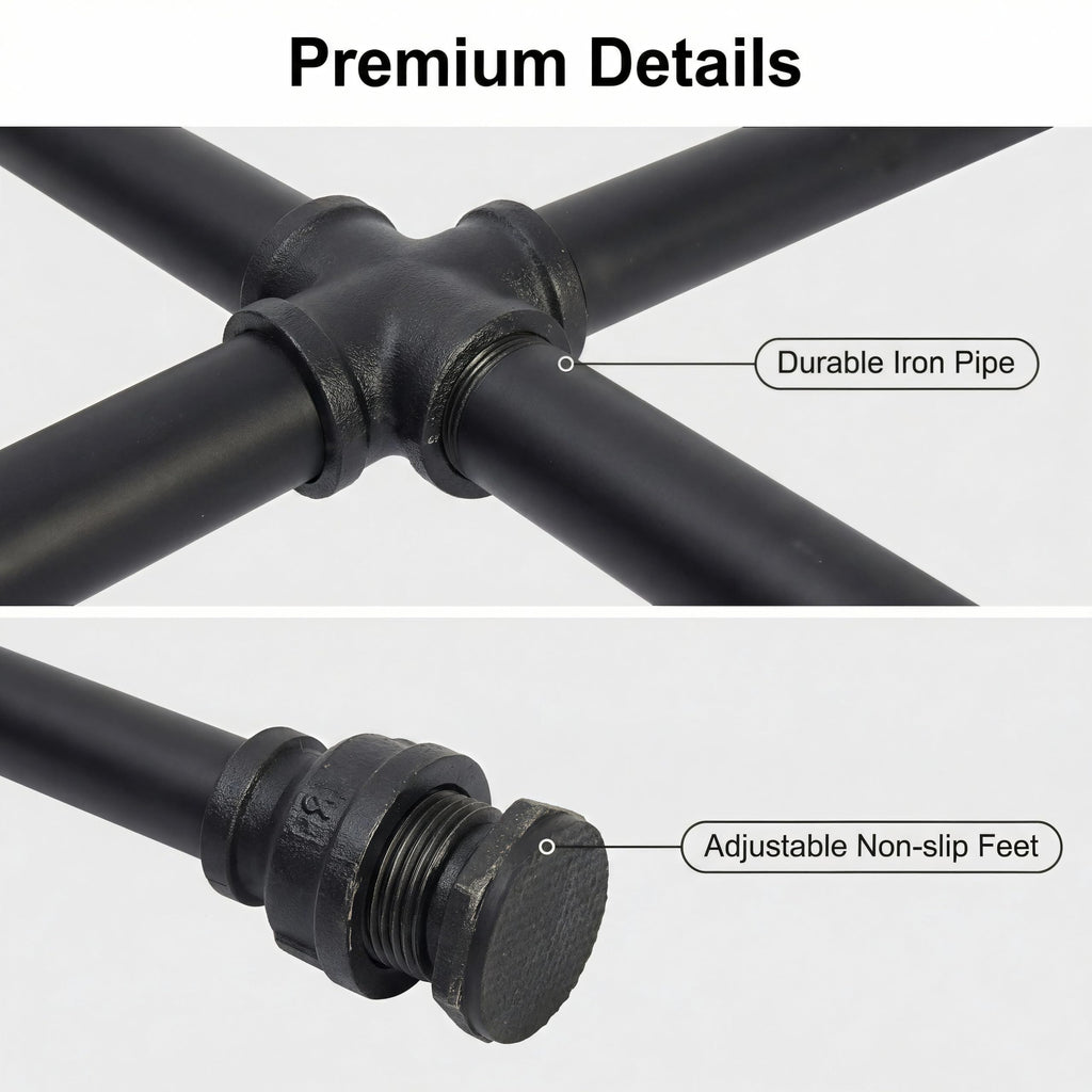Black Industrial Pipe Table Leg Set W65382
