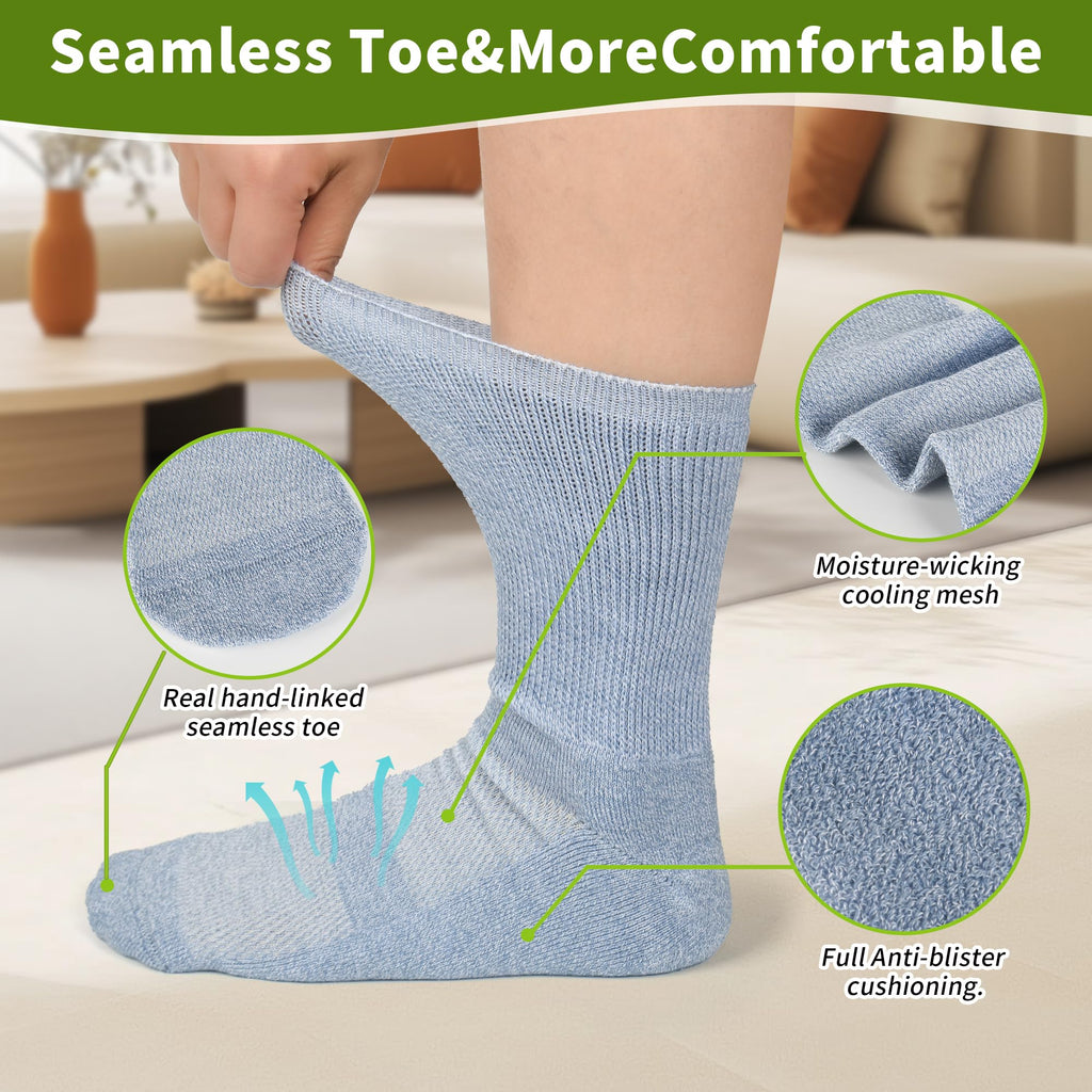 Bamboo Viscose Non-Binding Crew Socks with Seamless Toe G46463