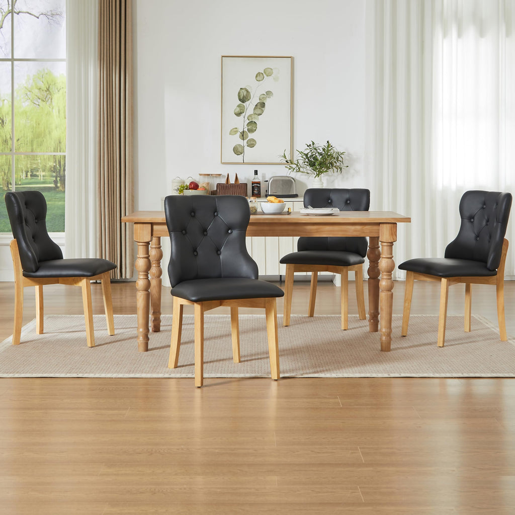 Black Upholstered Dining Chairs Set of 4 PU Leather Z61098