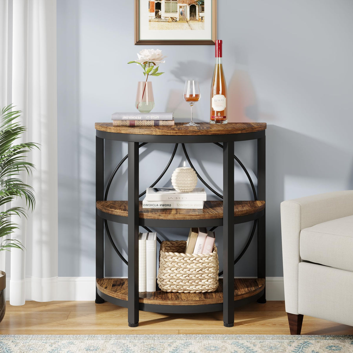 Half Round 3-Tier Metal End Table O932