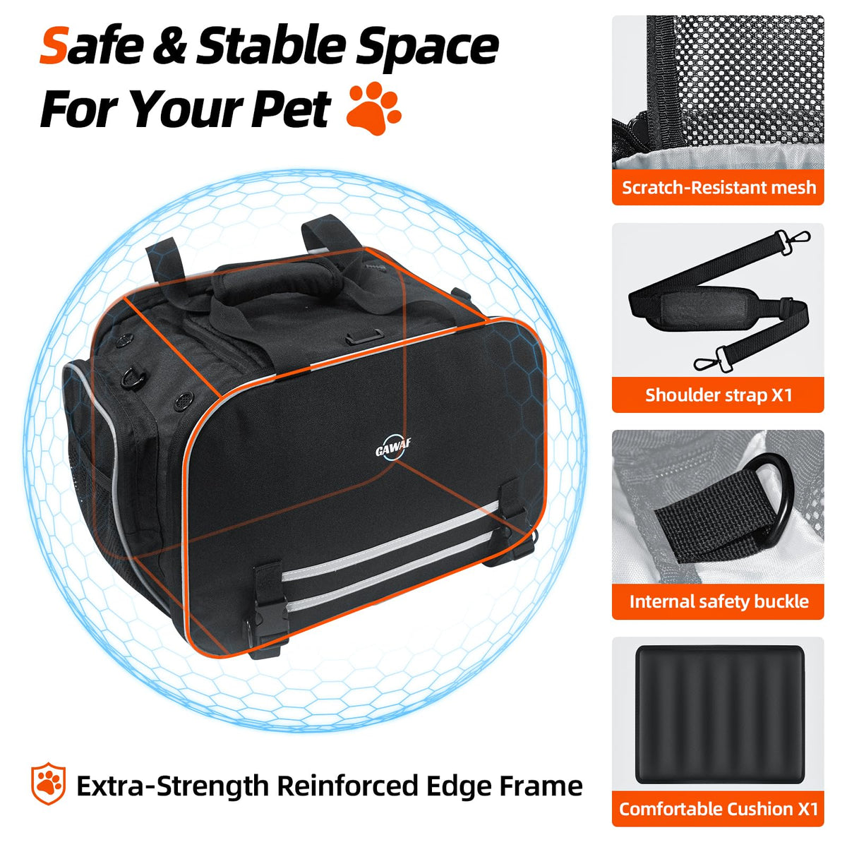 Motorcycle Dog Carrier Expandable for Small Cats Dog Pet Under 17 lbs T2336