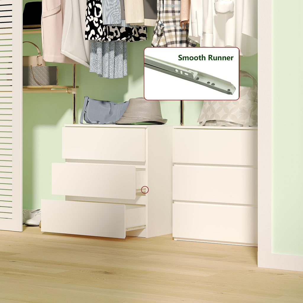 White 3 Drawer Wood Dresser I81523