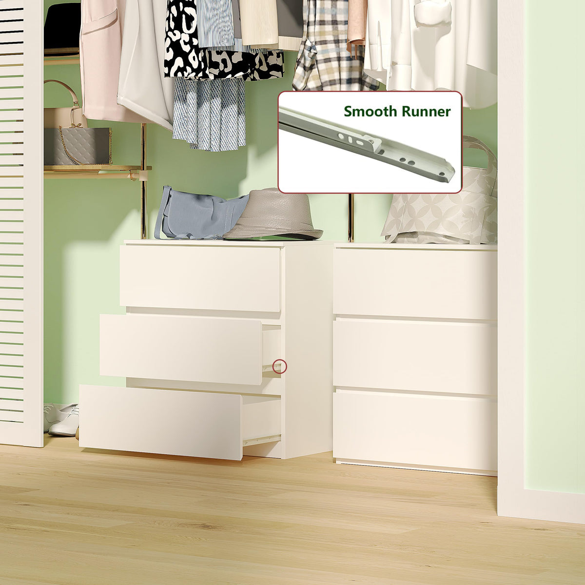 White 3 Drawer Wood Dresser I81523