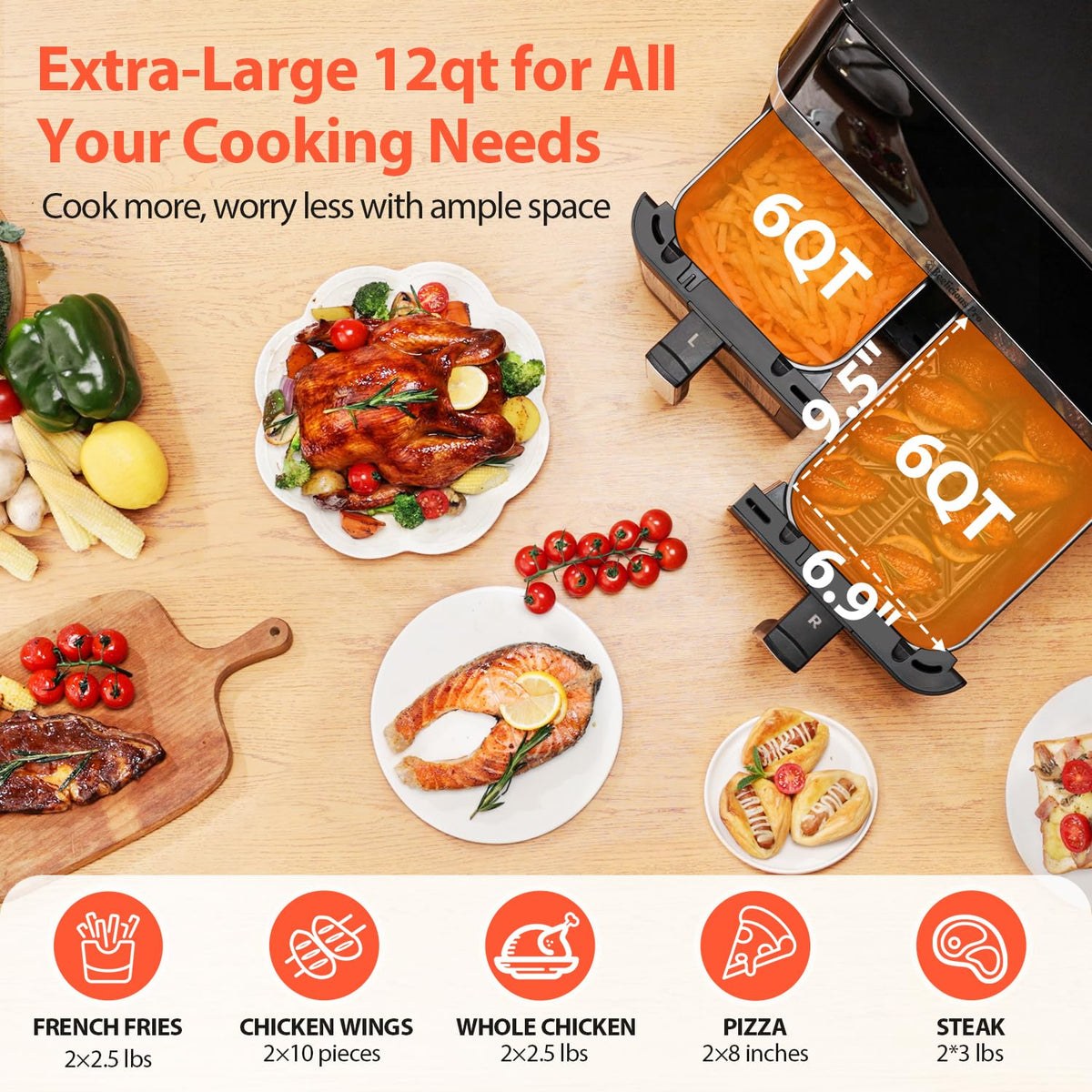 12QT Large Dual Air Fryer Q74914