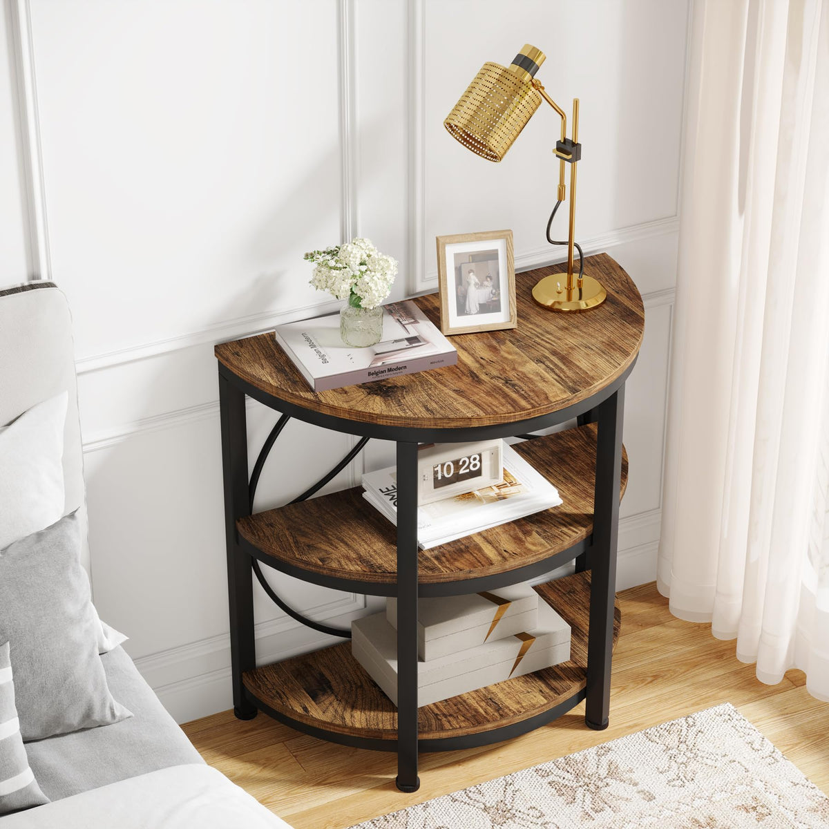 Half Round 3-Tier Metal End Table O932