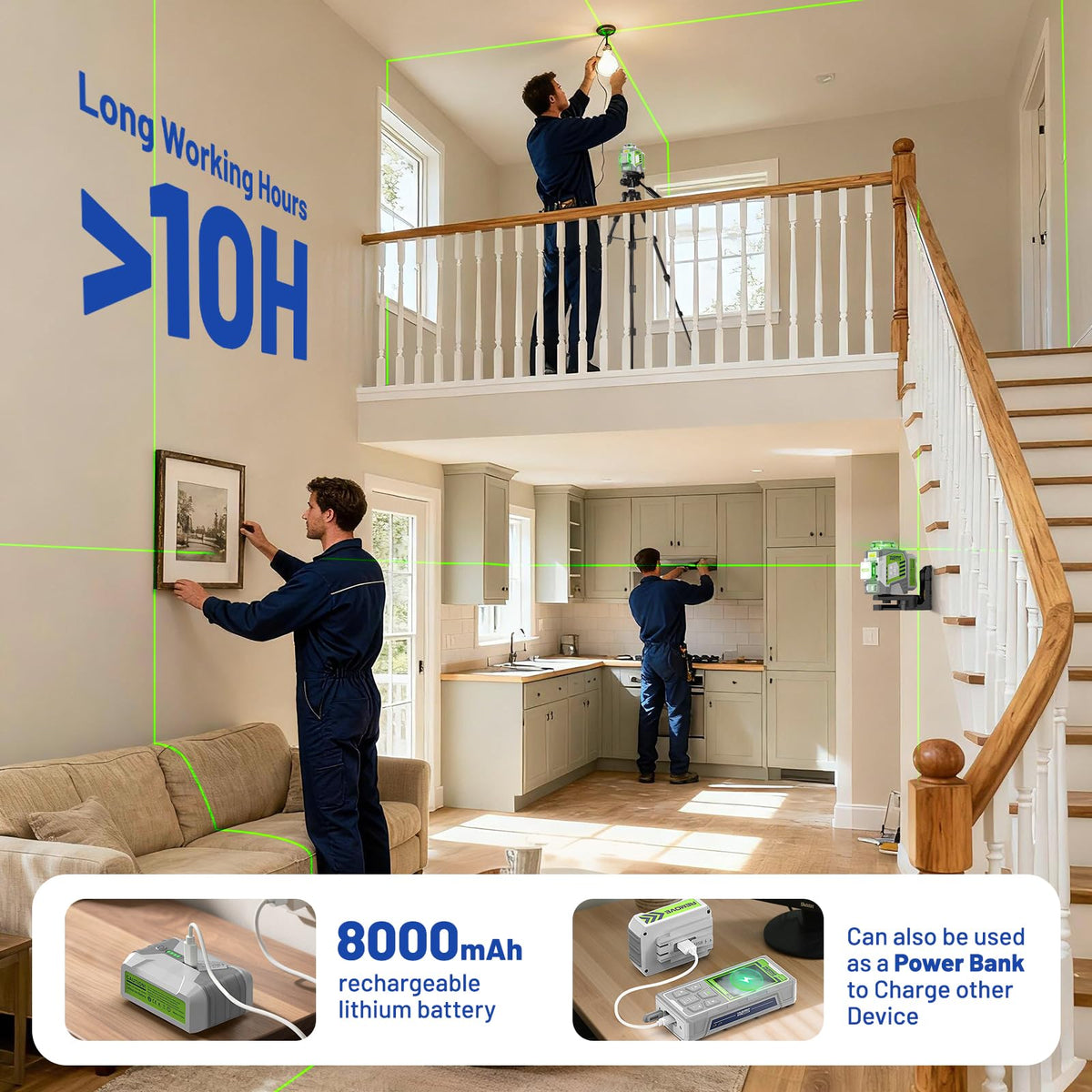 360 Self Leveling Green Laser Level with Tripod N7015