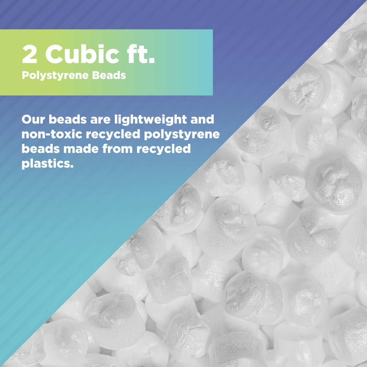 100% Recycled Polystyrene Bean Bag Filler Beads 2 Cubic ft. W56254