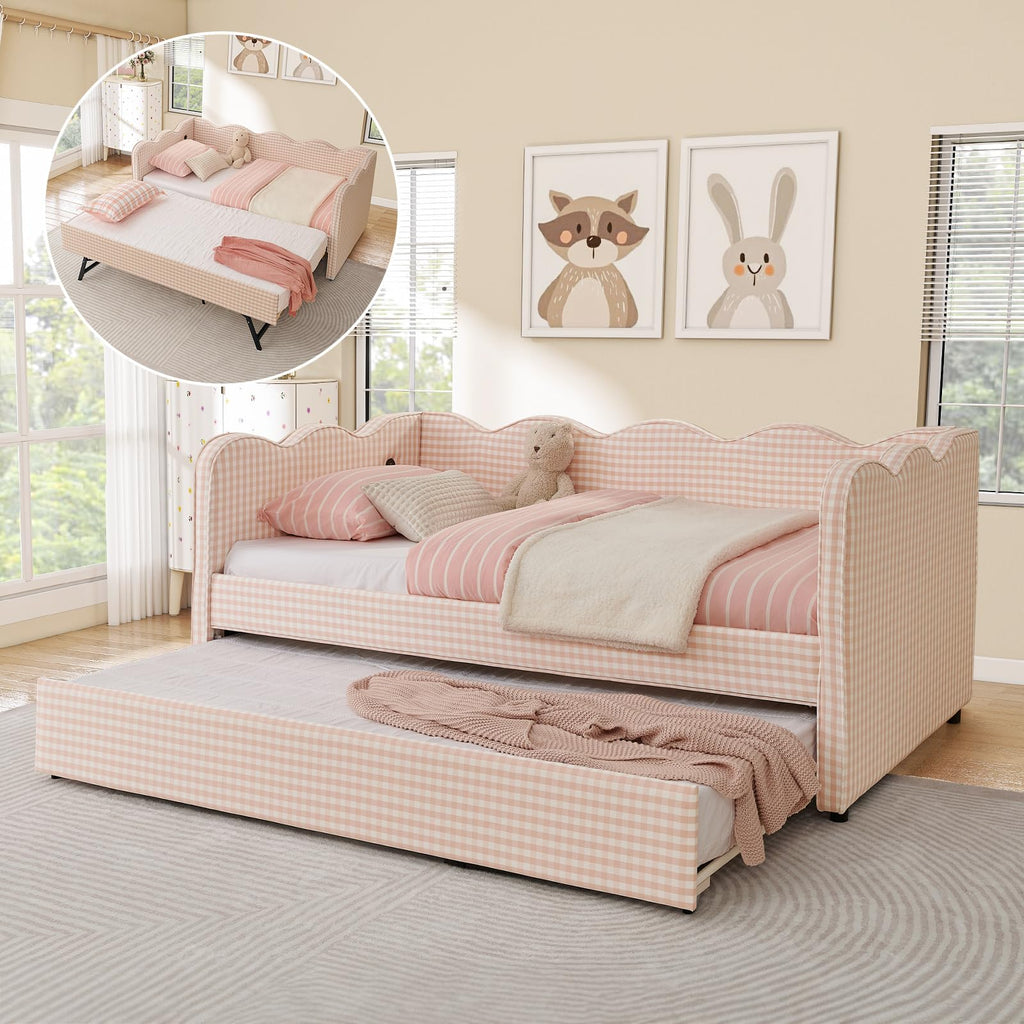 Twin Size Upholstered Daybed with Pop Up Trundle Q361933