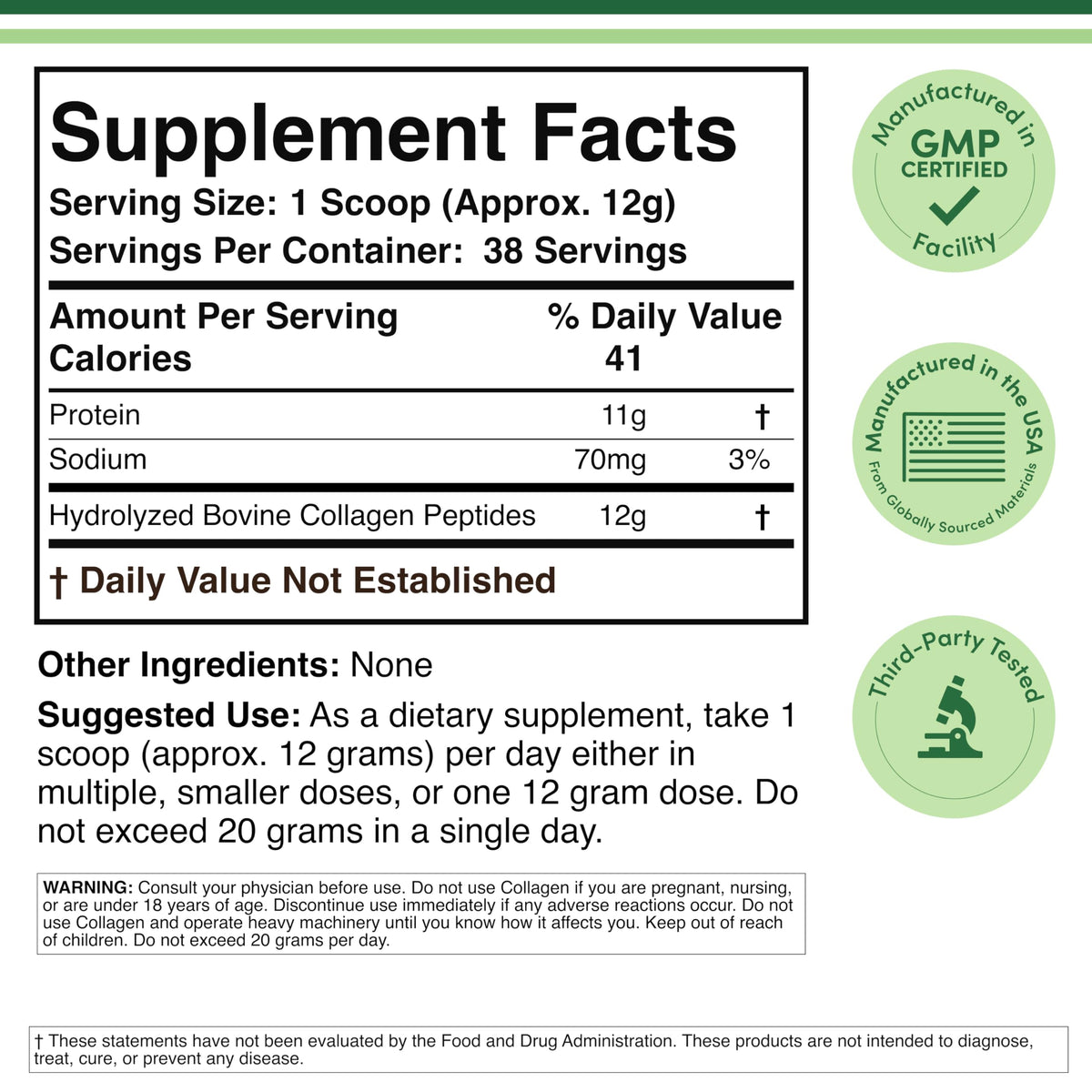 Collagen Peptides Powder Type I II III 16 oz U748