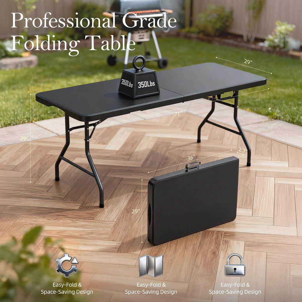 6FT Heavy Duty Foldable Plastic Table Y396213