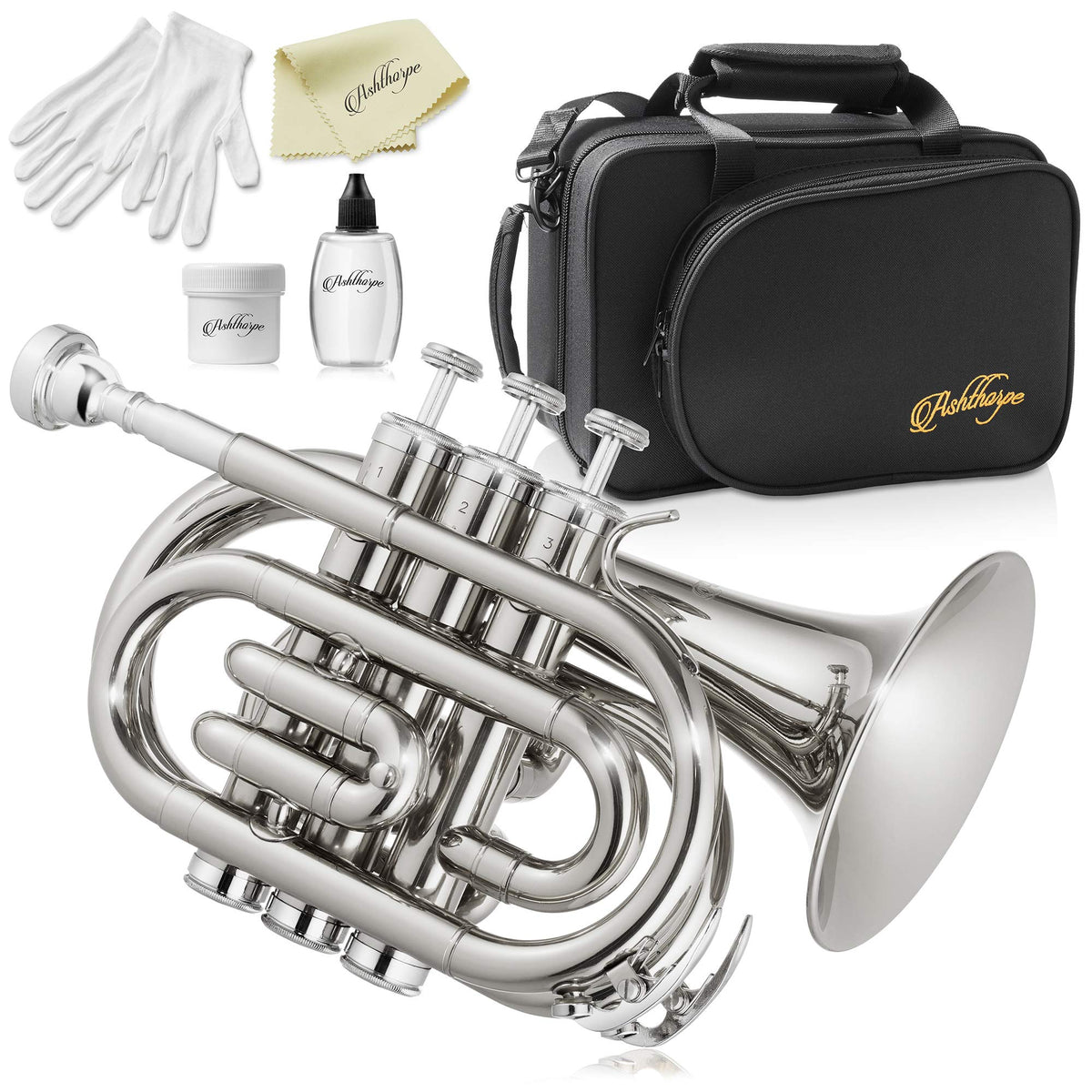 Bb Brass Pocket Trumpet with Nickel Plated Finish R86755