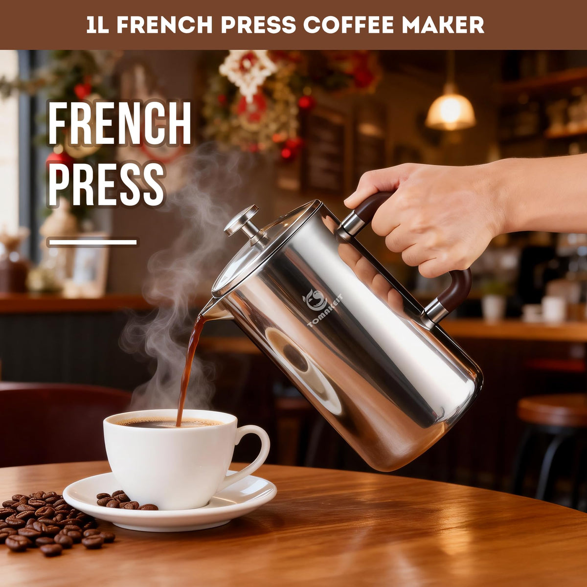 1L Stainless Steel French Press Coffee Maker G20125