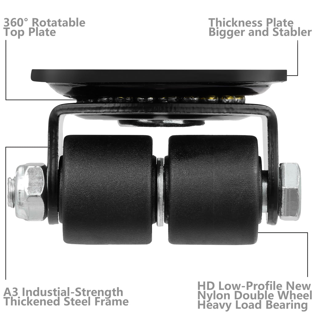 1 Inch Set of 4 Heavy Duty Swivel Caster Wheels Black W71336