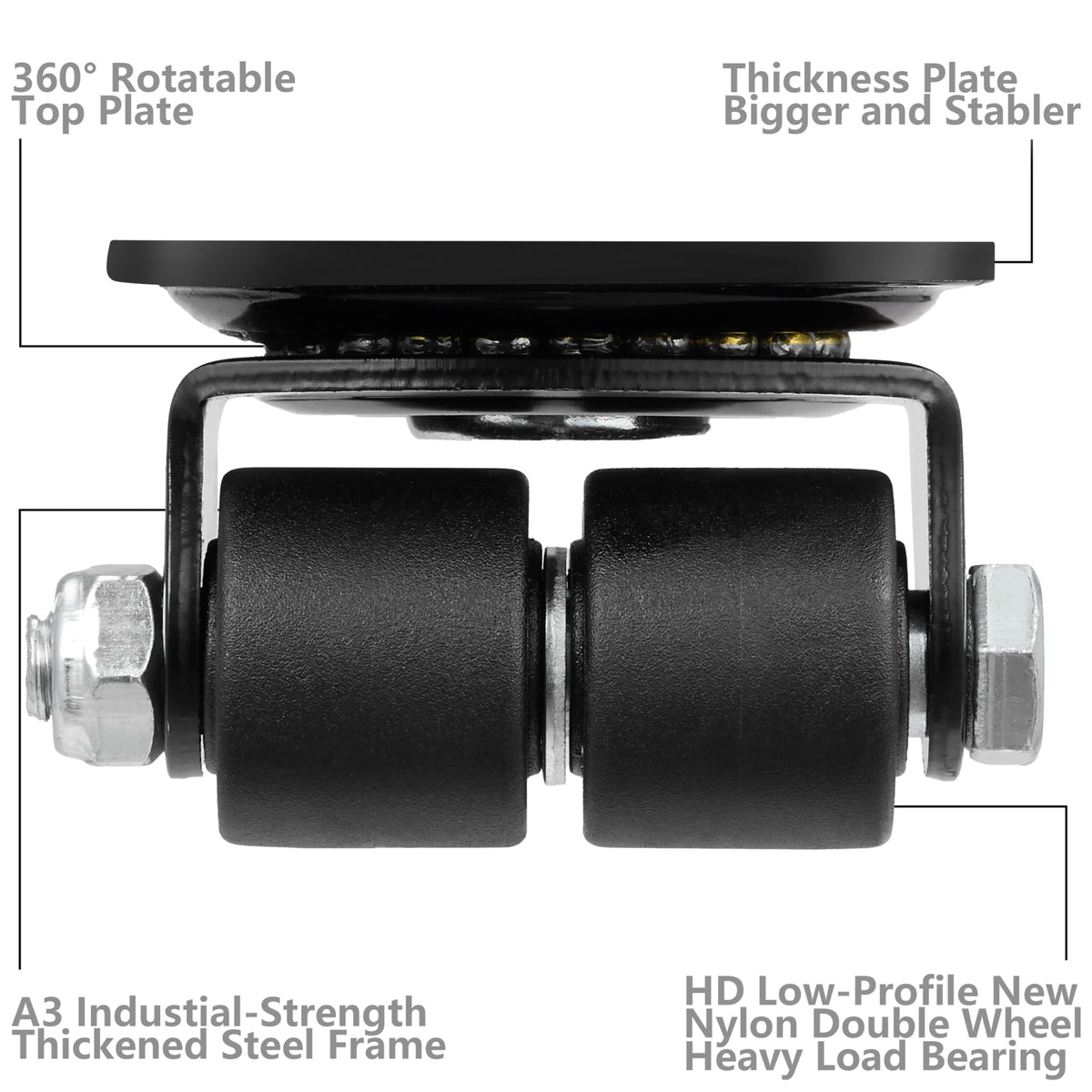 1 Inch Set of 4 Heavy Duty Swivel Caster Wheels Black W71336