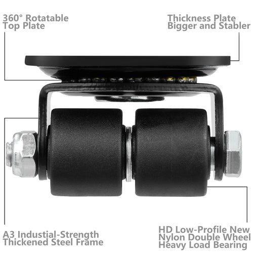 1 Inch Set of 4 Heavy Duty Swivel Caster Wheels Black W71336