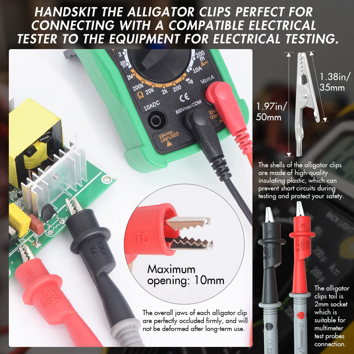 Multimeter Test Leads Set with Alligator Clips J770