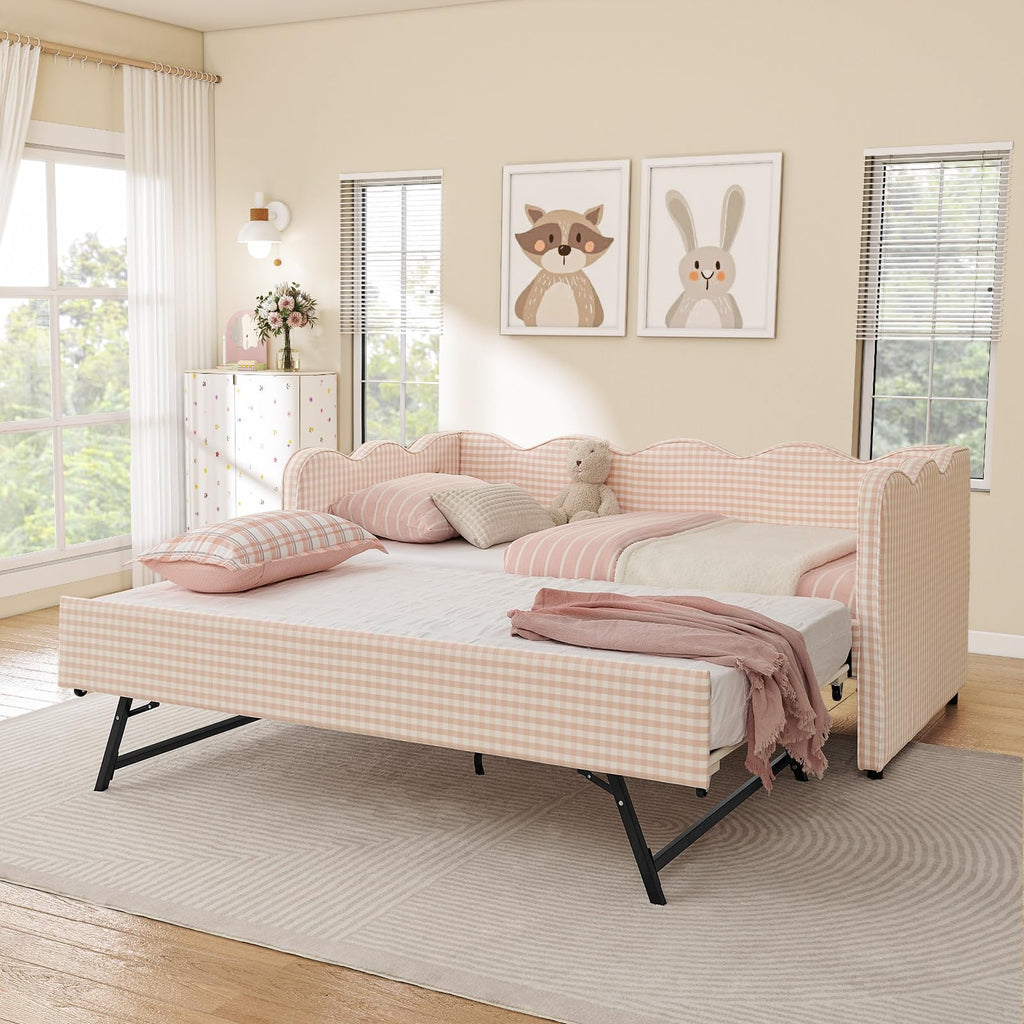 Twin Size Upholstered Daybed with Pop Up Trundle Q361933