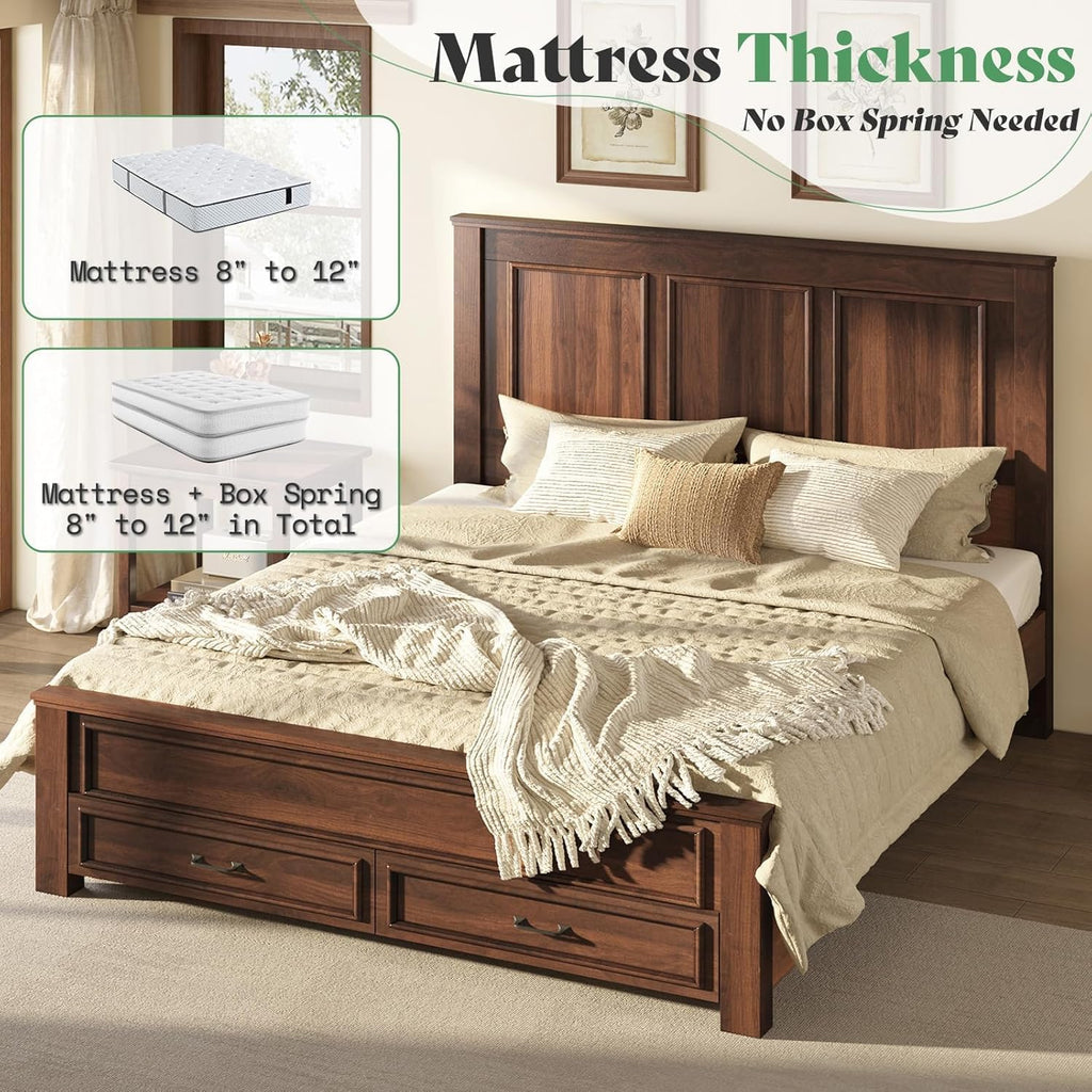 52.2" Full Size Farmhouse Bed Frame with Headboard Y769