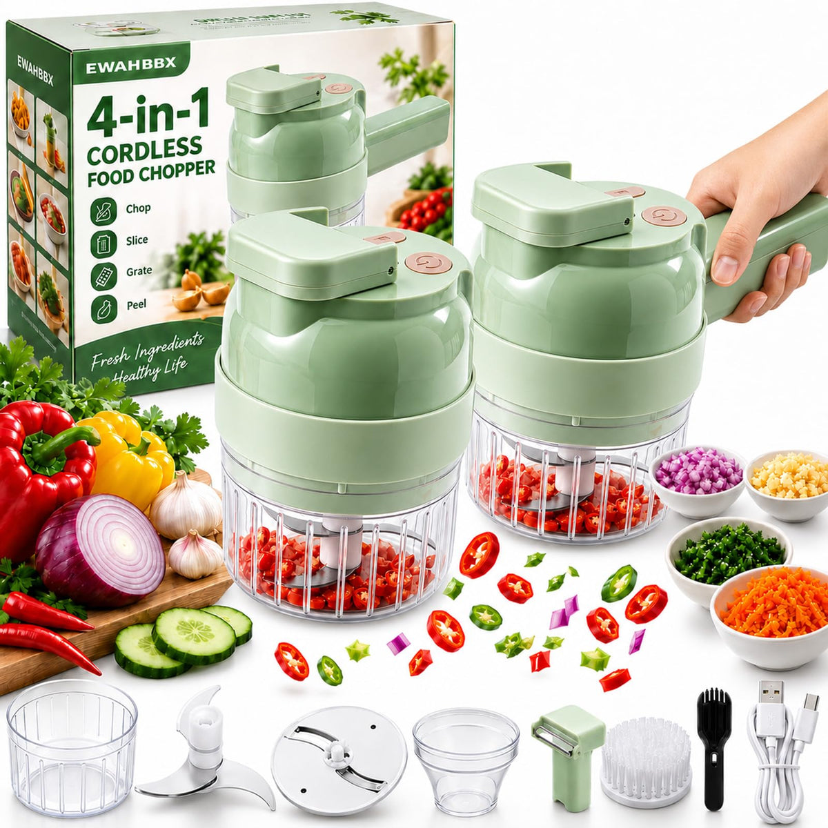 4 in 1 Handheld Electric Vegetable Chopper W2646