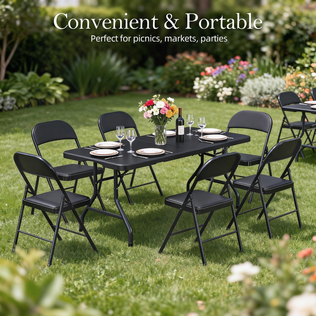 6FT Heavy Duty Foldable Plastic Table Y396213