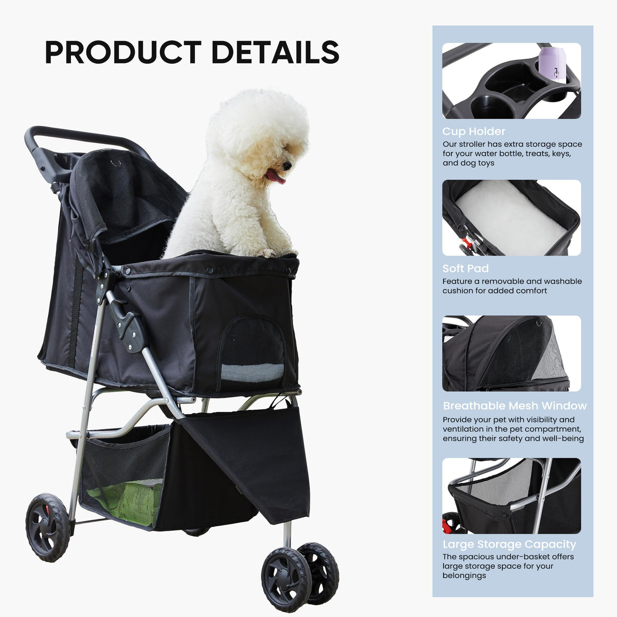 Foldable 3 Wheel Pet Stroller A636641