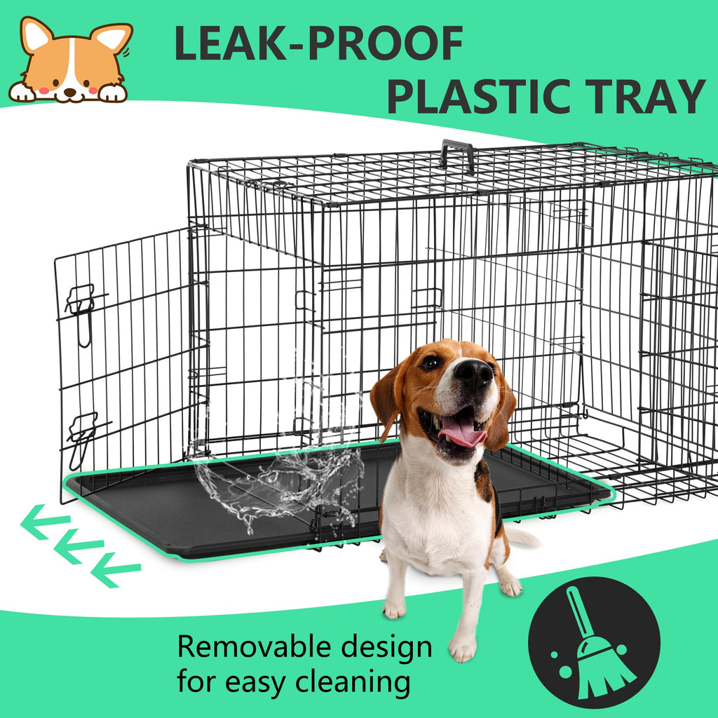 24 inch Folding Metal Wire Dog Crate with Double Door W616325