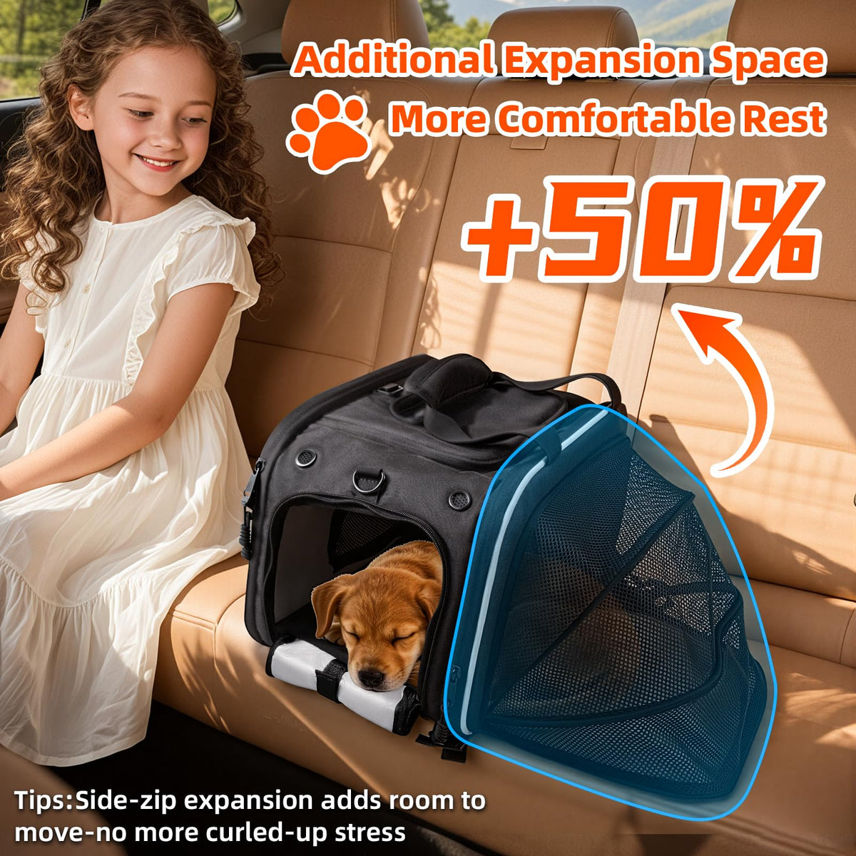 Motorcycle Dog Carrier Expandable for Small Cats Dog Pet Under 17 lbs T2336
