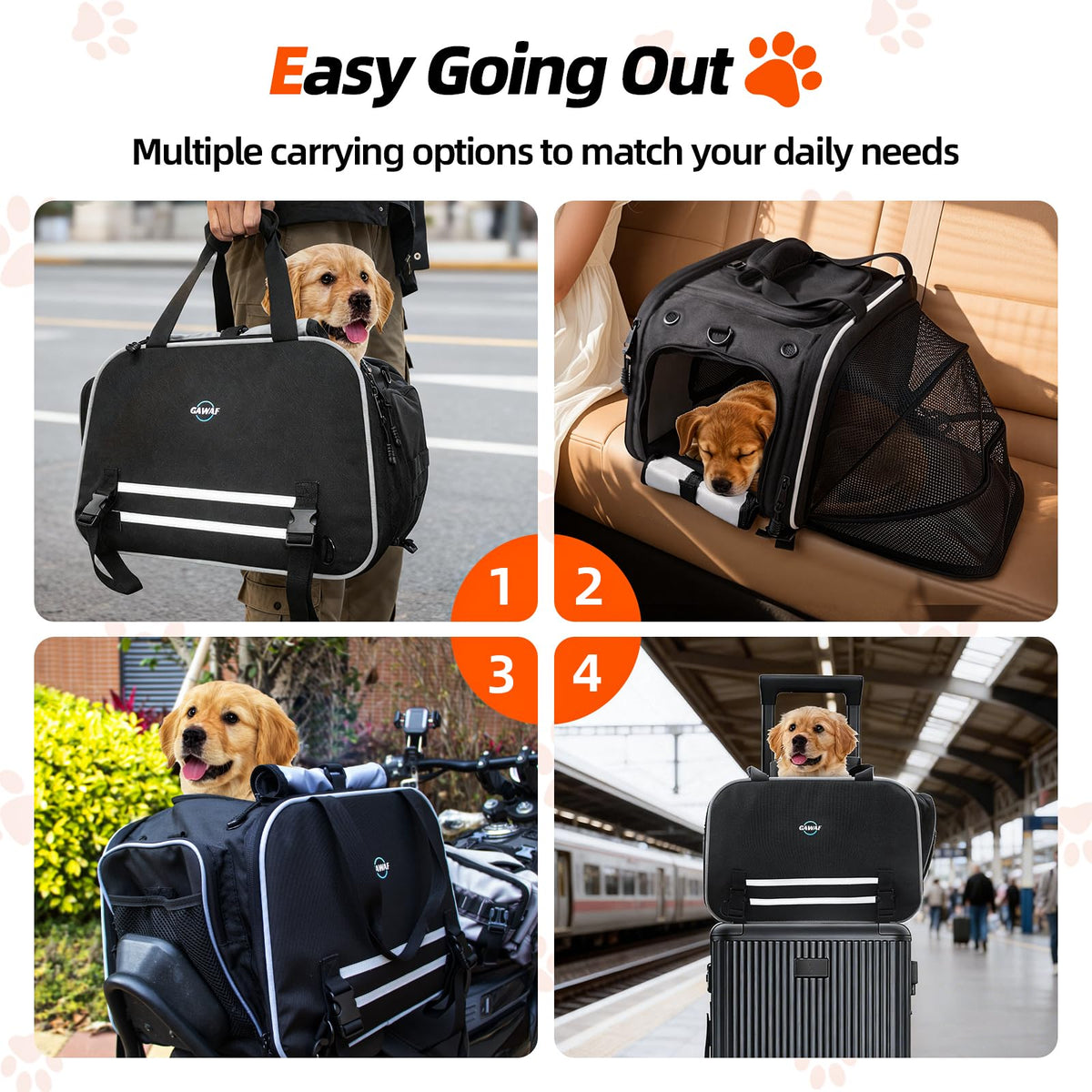Motorcycle Dog Carrier Expandable for Small Cats Dog Pet Under 17 lbs T2336