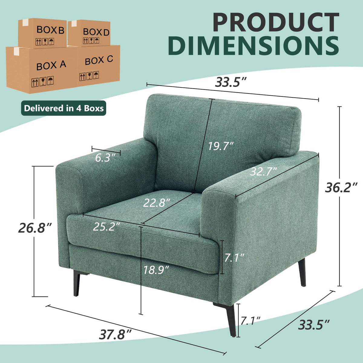 Oversized Linen Accent Chair 2PC B640071
