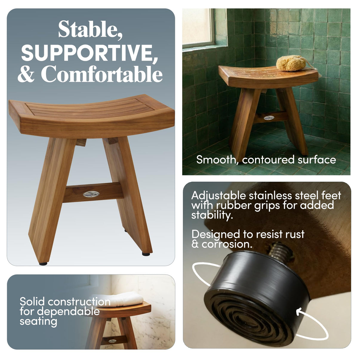 18" Teak Shower Bench S901