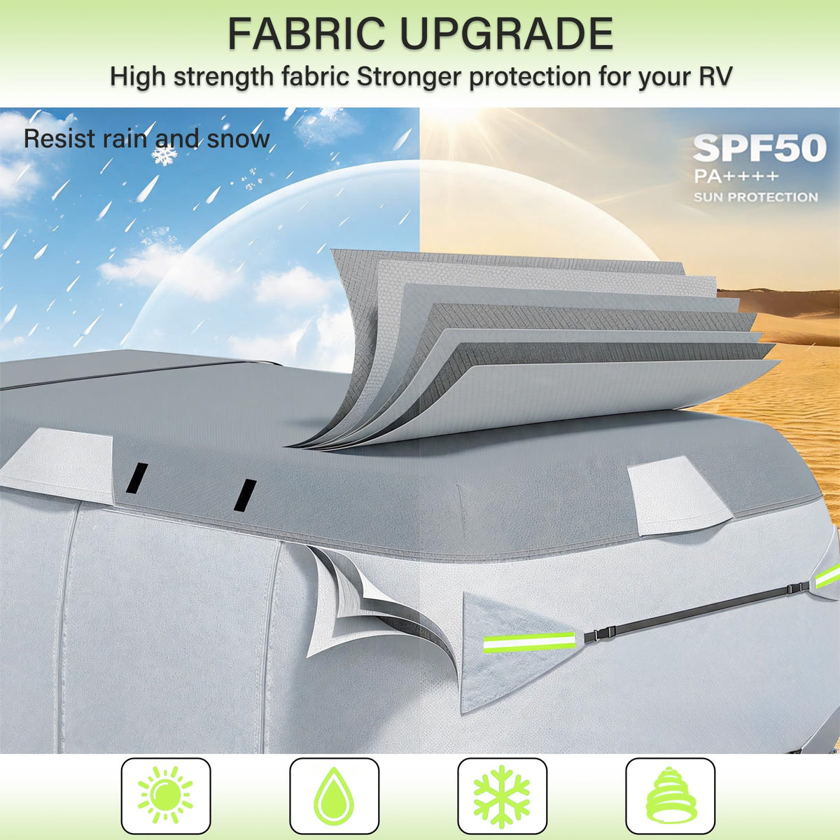7 Layers Waterproof Fiberglass Travel Trailer Cover X6953