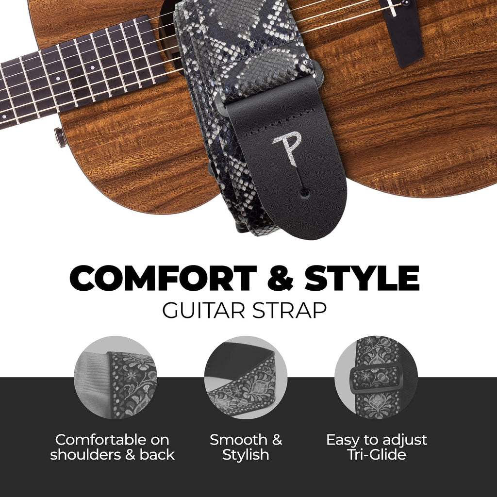 Faux Snake Skin Jacquard Patterned Non-Slip Guitar Strap U228