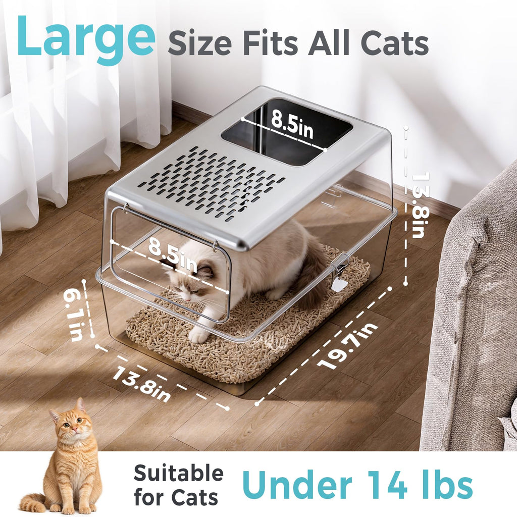 Enclosed Stainless Steel Cat Litter Box with Lid Y5228