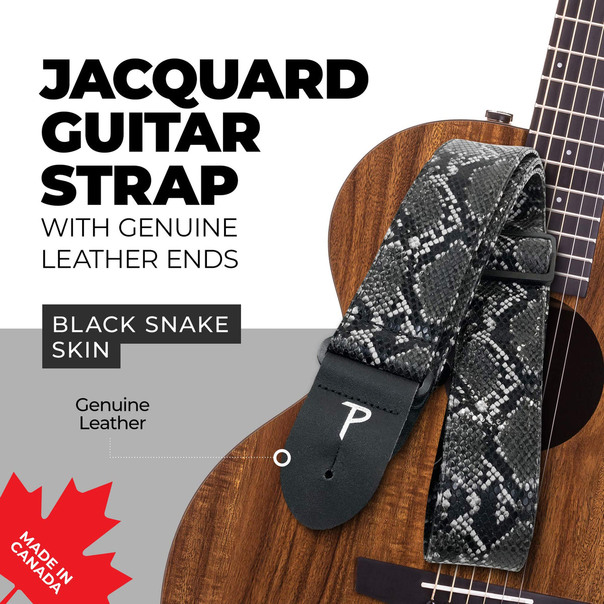 Faux Snake Skin Jacquard Patterned Non-Slip Guitar Strap U228