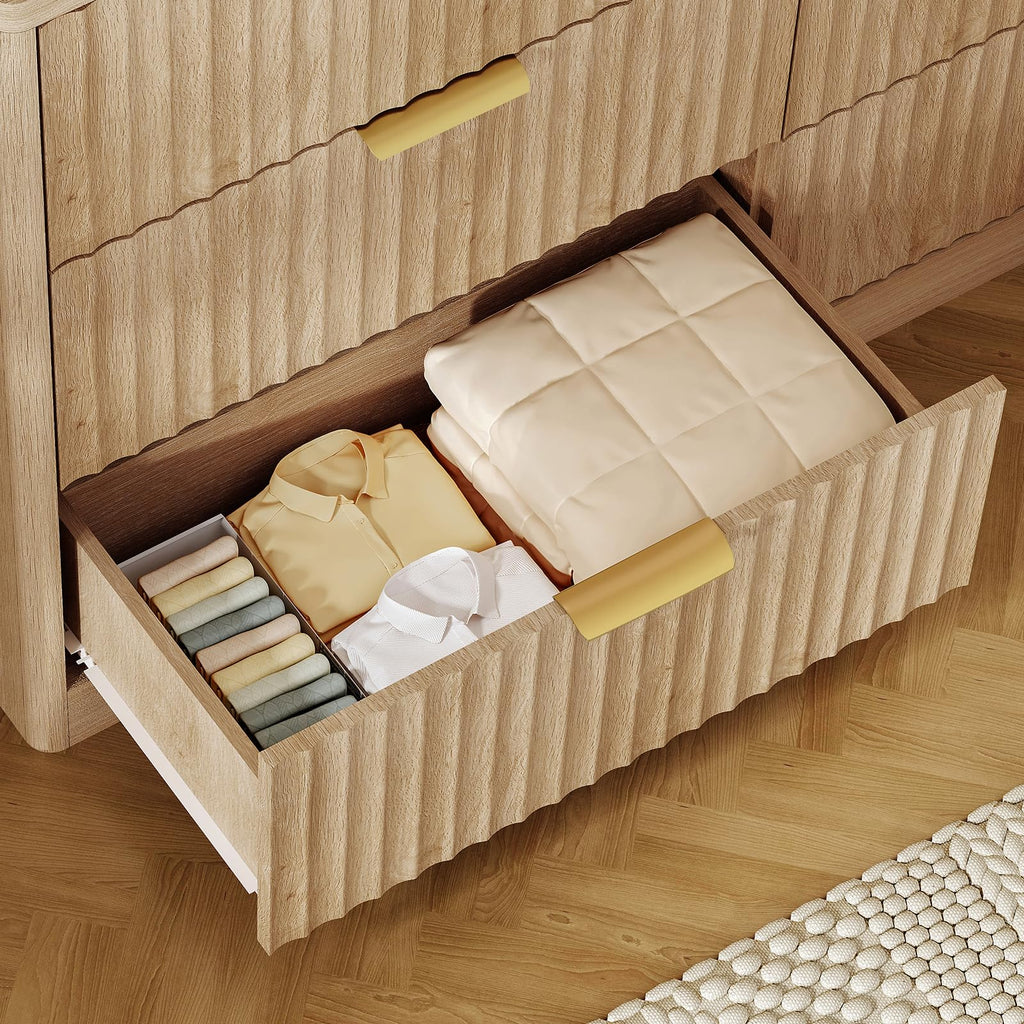 Fluted 6 Drawer Wood Dresser K889