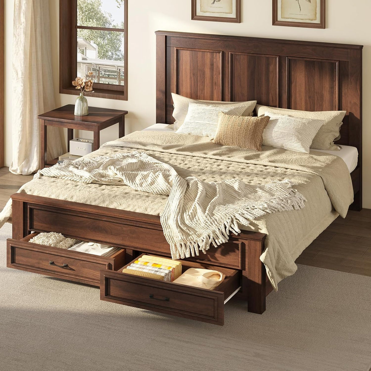 52.2" Full Size Farmhouse Bed Frame with Headboard Y769