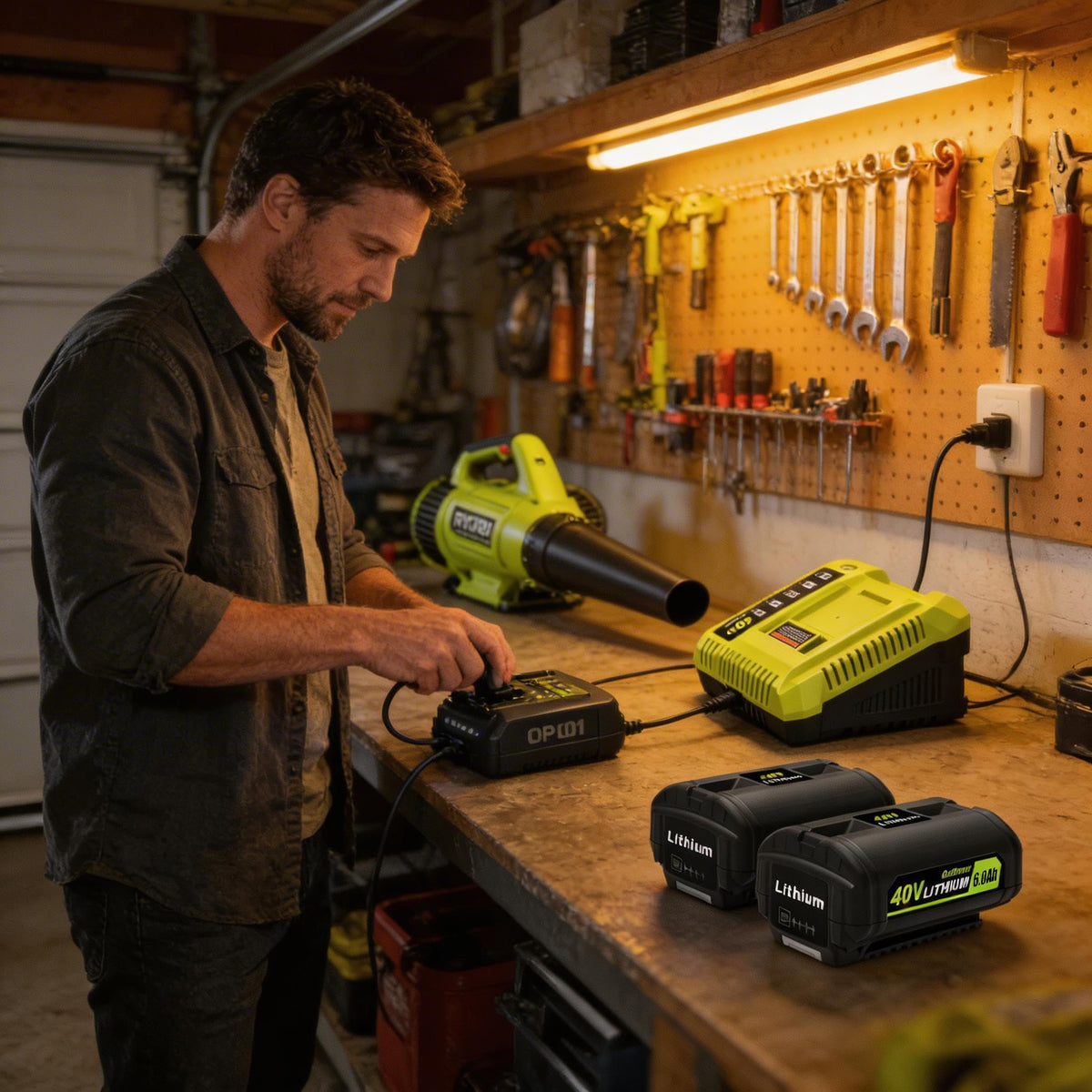2-Pack 40V Lithium-Ion Battery and Charger Starter Kit S483