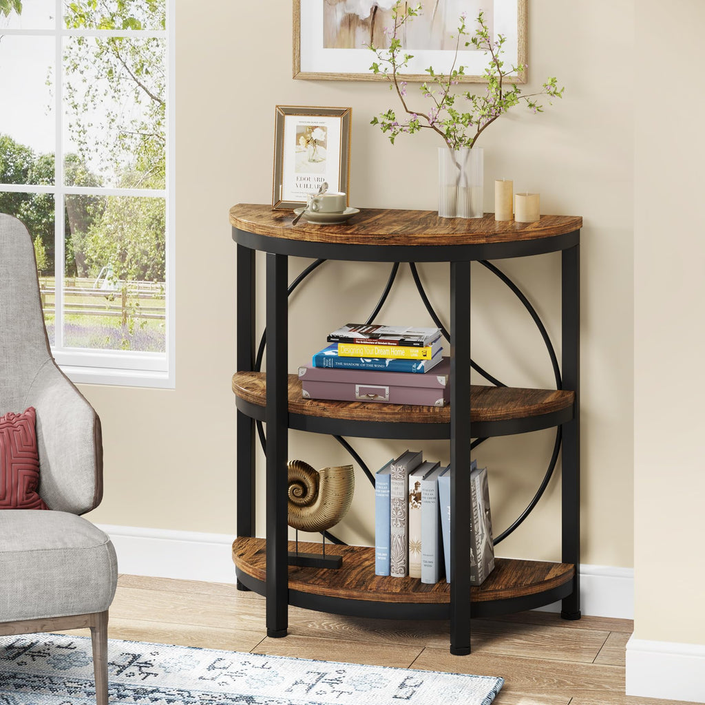 Half Round 3-Tier Metal End Table O932