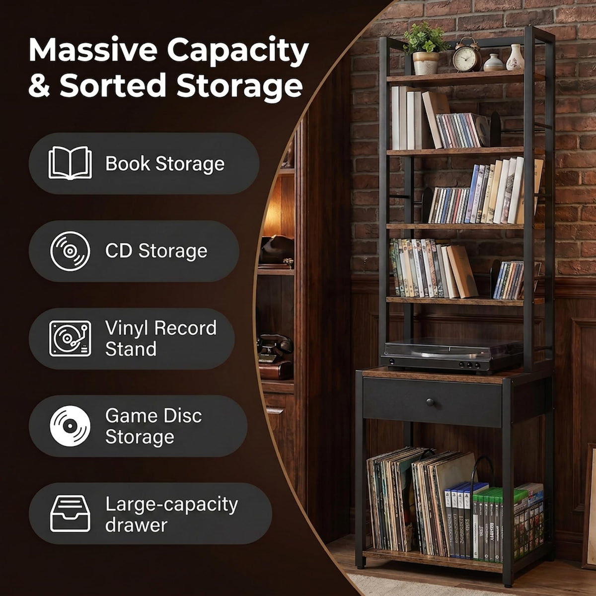 6-Tier CD DVD Storage Rack with Drawer V561
