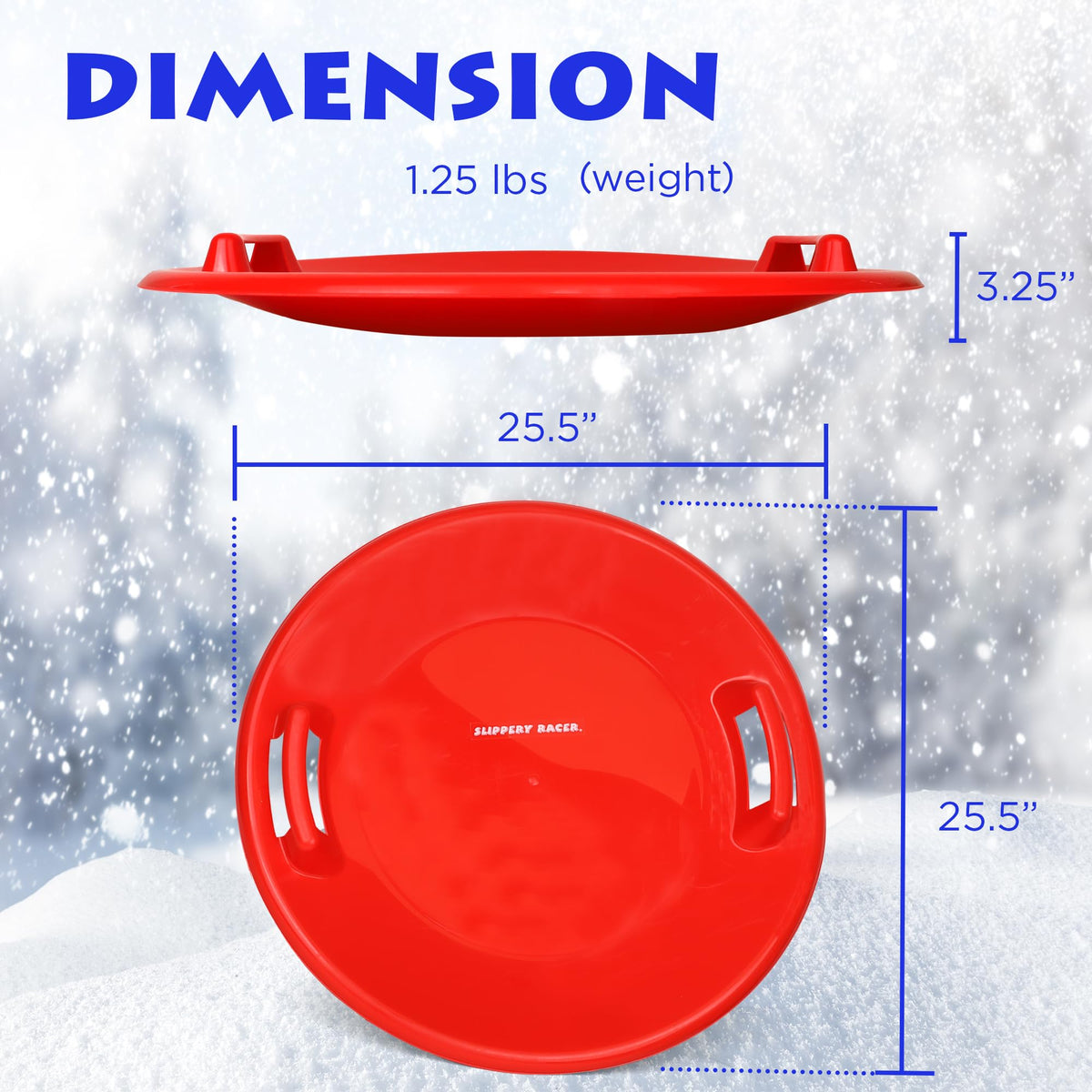 Heavy-Duty Cold Resistant Plastic Snow Sled with Handles F72132