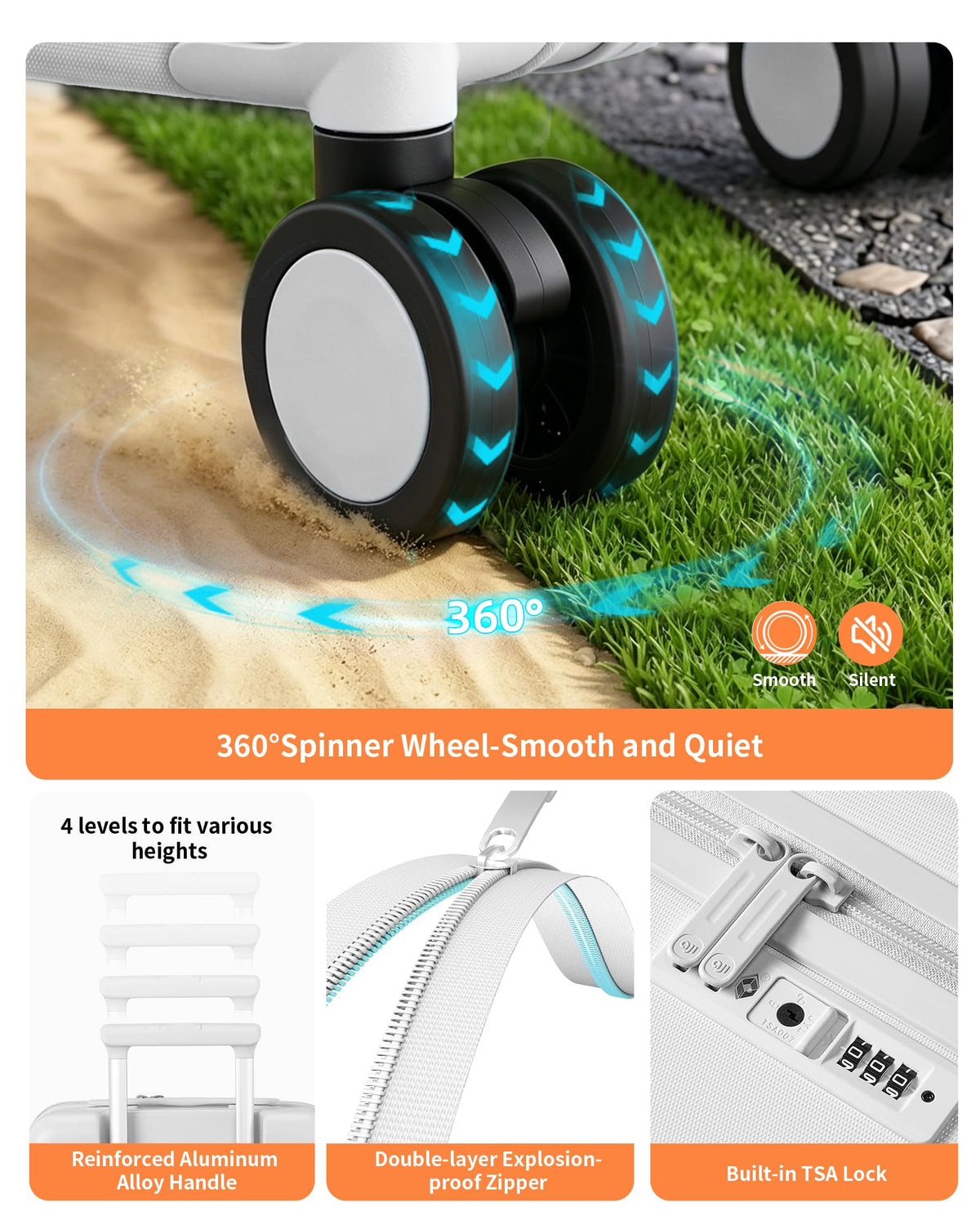 20 Inch Expandable Hardside Luggage with Spinner Wheels D388