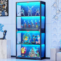 Black 4-Tier Display Cabinet with Glass Doors J29749