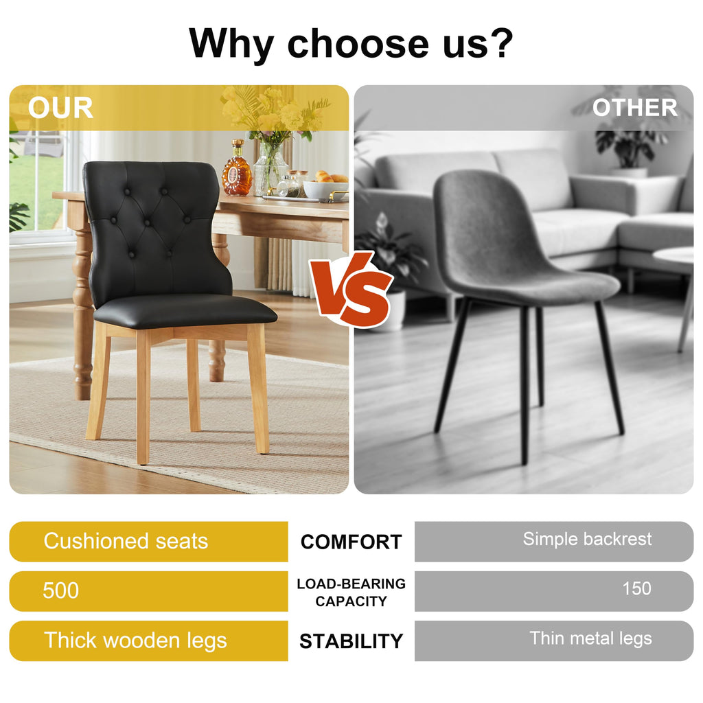 Black Upholstered Dining Chairs Set of 4 PU Leather Z61098