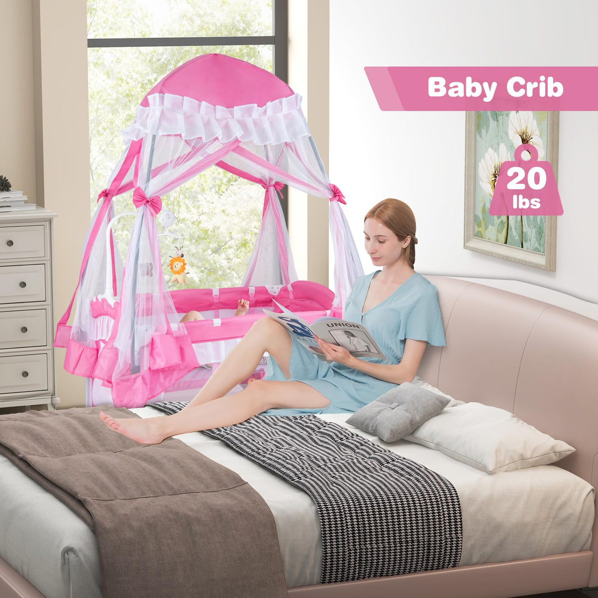 4-in-1 Baby Playard with Bassinet, Changing Table and Carry Bag B50671