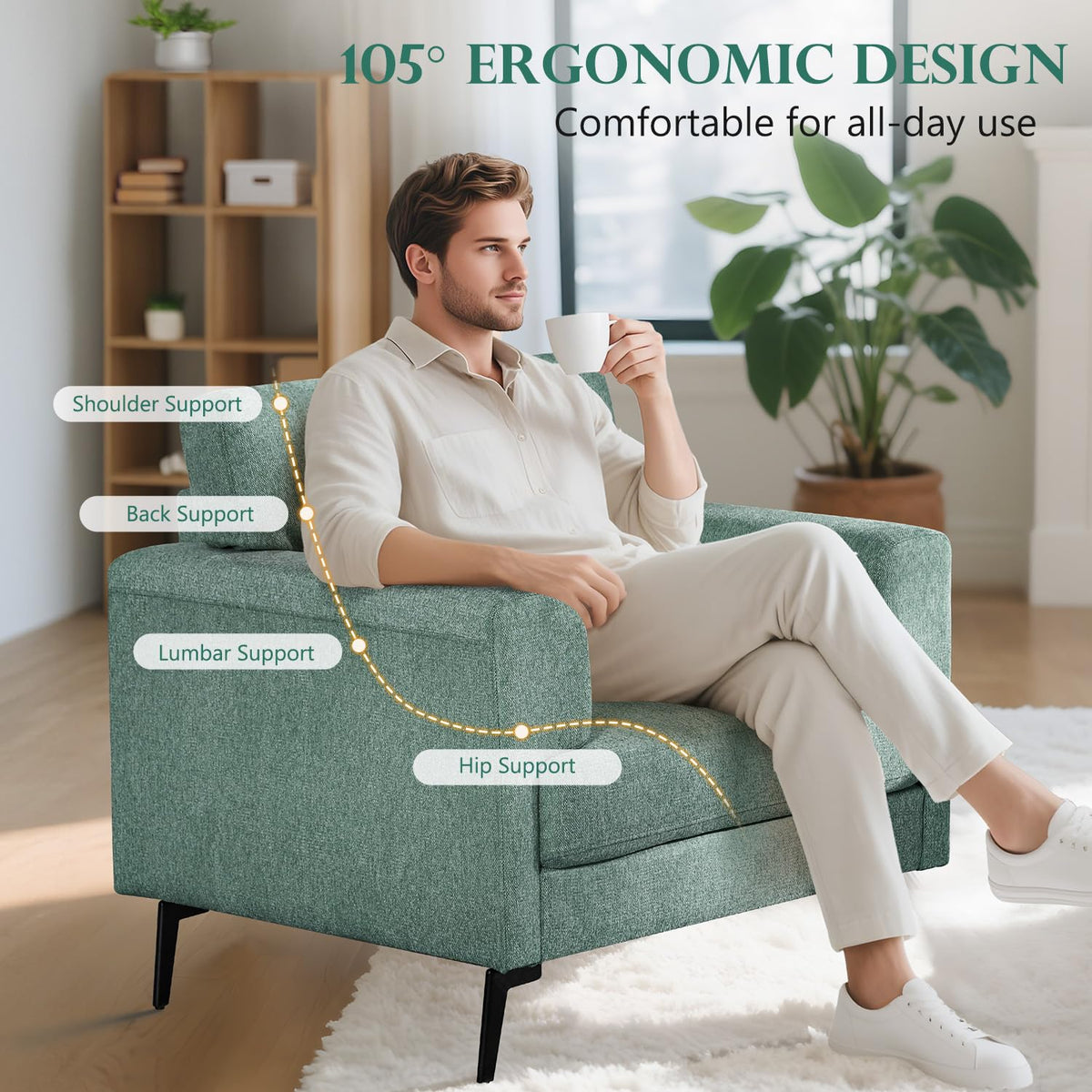 Oversized Linen Accent Chair 2PC B640071