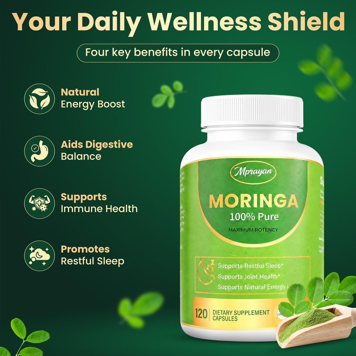 Moringa Capsules 1600mg 120 Vegan Capsules A7415
