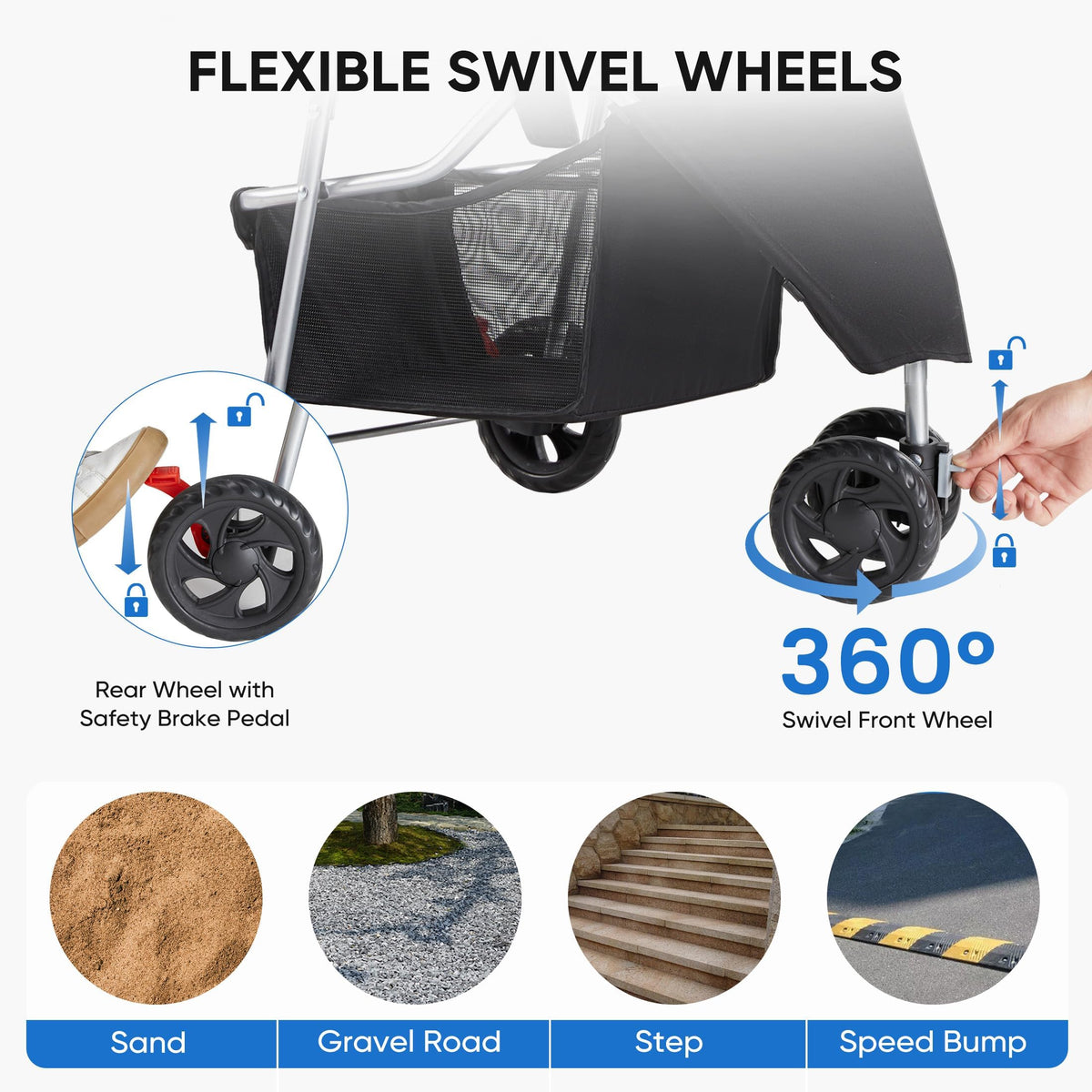 Foldable 3 Wheel Pet Stroller A636641