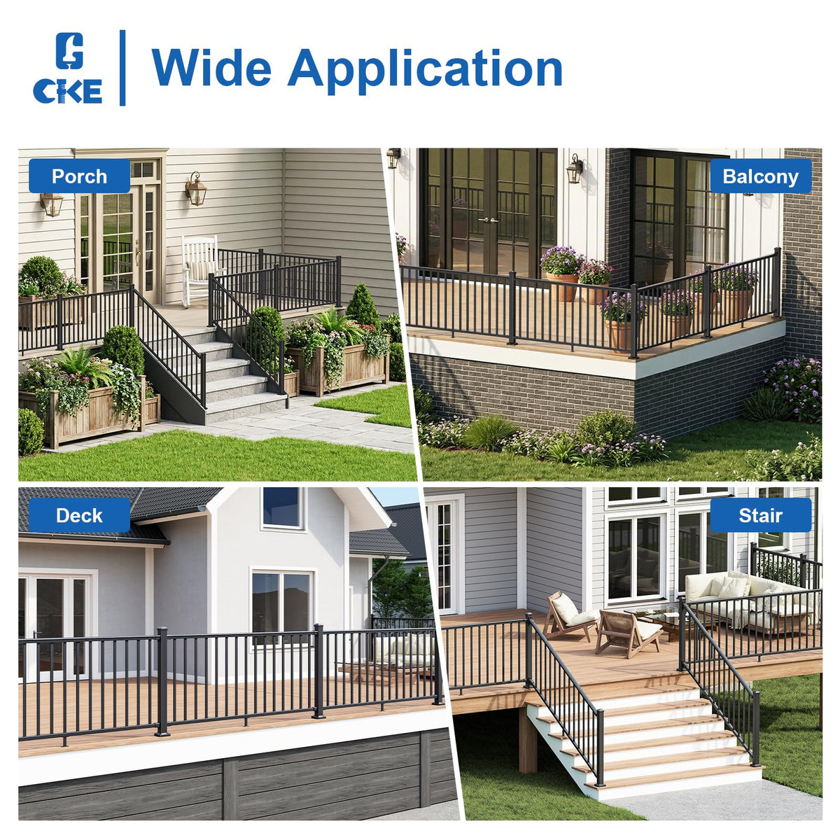 1 Pack 36 in. H x 6 ft. W Aluminum Stair Railing Kit with Post L9745
